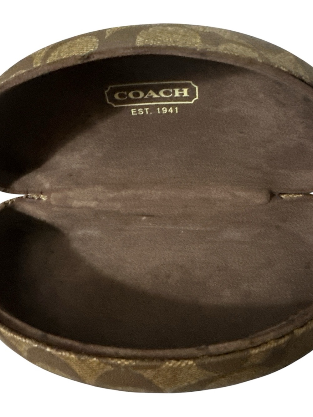 Coach Brown Monogram Round Sunglasses Case like new - Picture 3 of 3